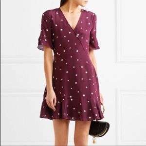 Madewell Silk Maroon Star Print Dress
